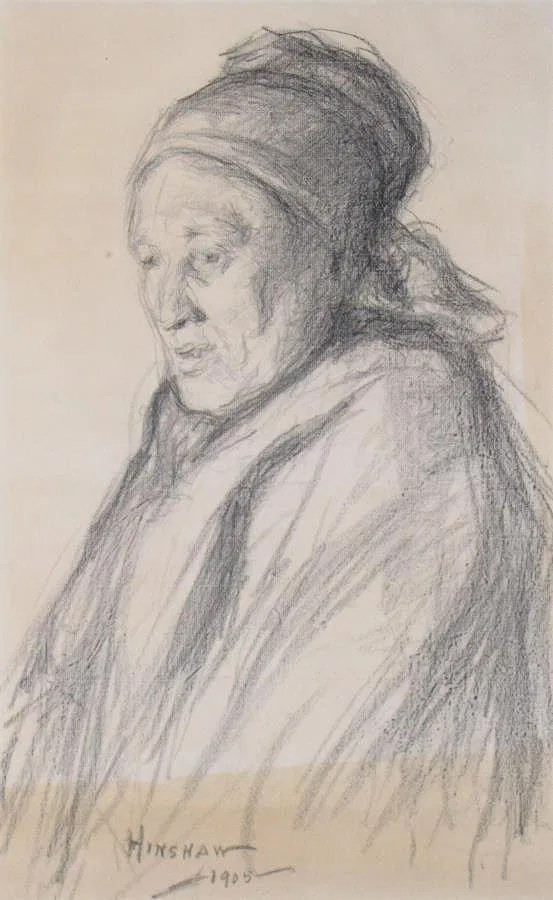 Old Woman in a Headscarf by Henshaw