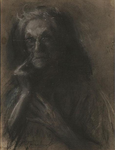 Old Woman with Hand at Her Chin by Henshaw