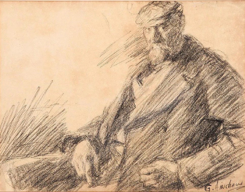 Seated Old Man in a Cap by Henshaw