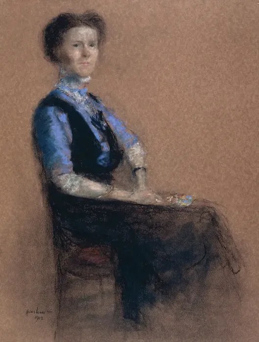 Seated Woman in a Blue Blouse by Henshaw