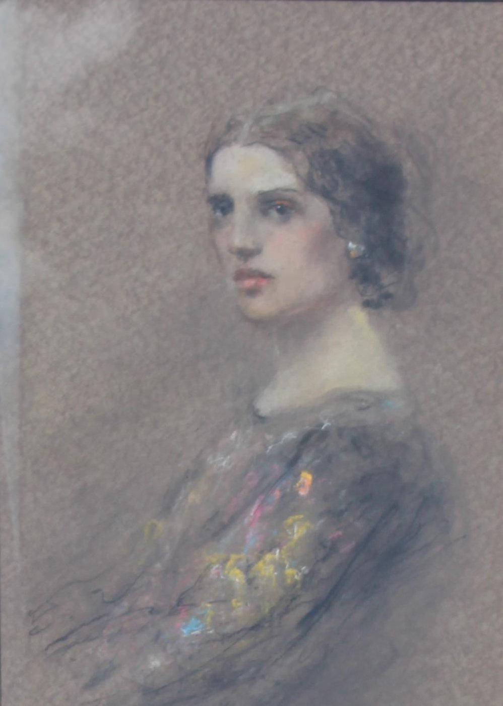 Woman in a Floral Shawl, Turned Left by Henshaw