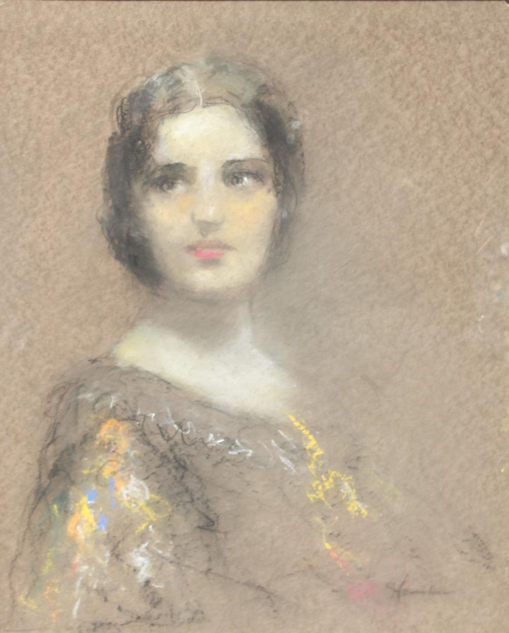 Woman in a Floral Shawl by Henshaw
