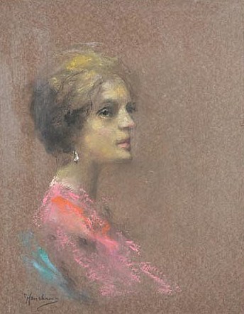 Woman in a Pink Shawl by Henshaw
