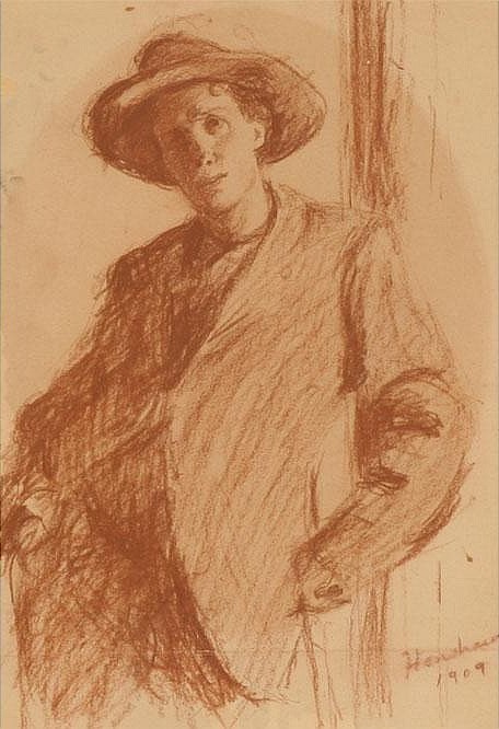 Young Man in a Hat, Leaning by Henshaw
