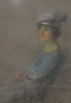 Young Woman in Blue with a Plumed Hat by Henshaw