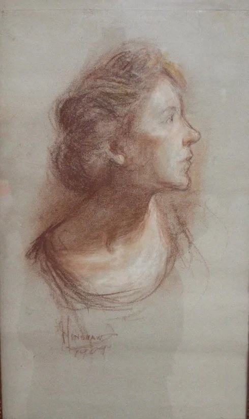 Young Woman in Profile, Sepia by Henshaw