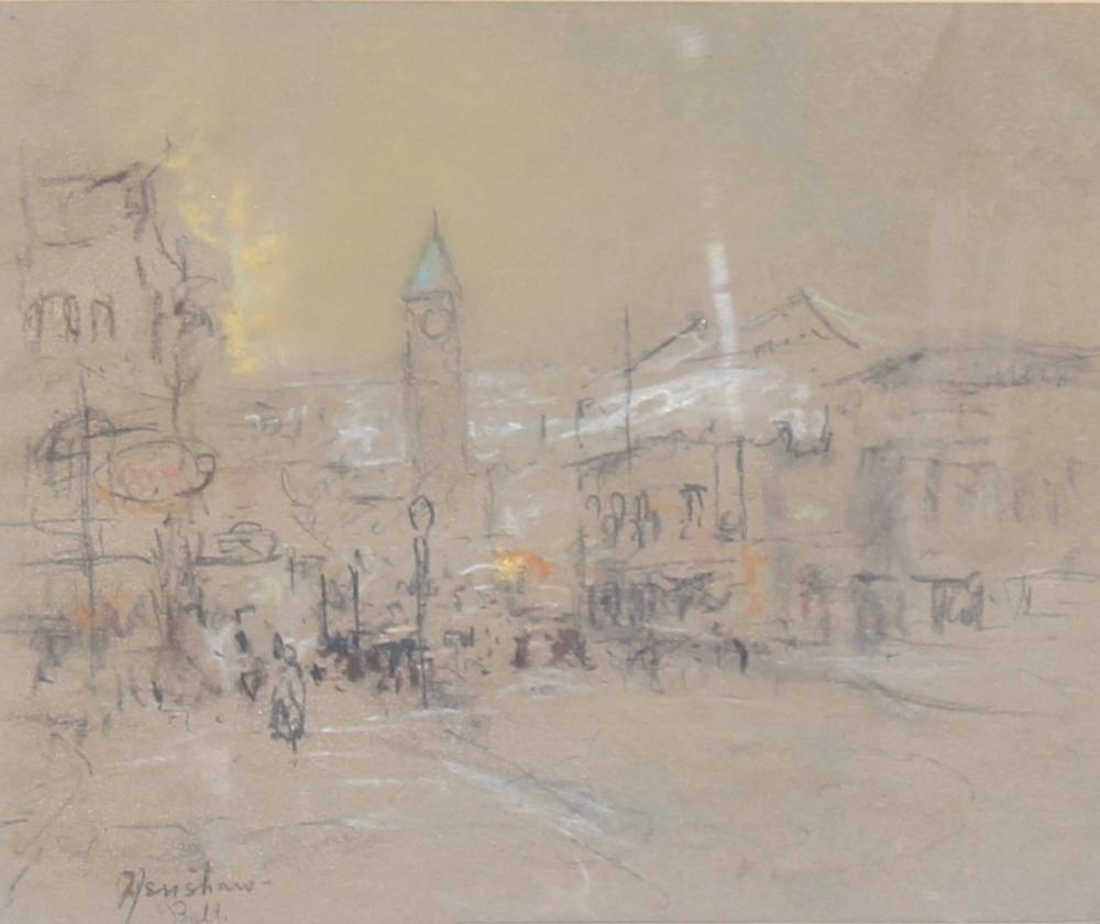 Baltimore Street with Clock Tower by Henshaw