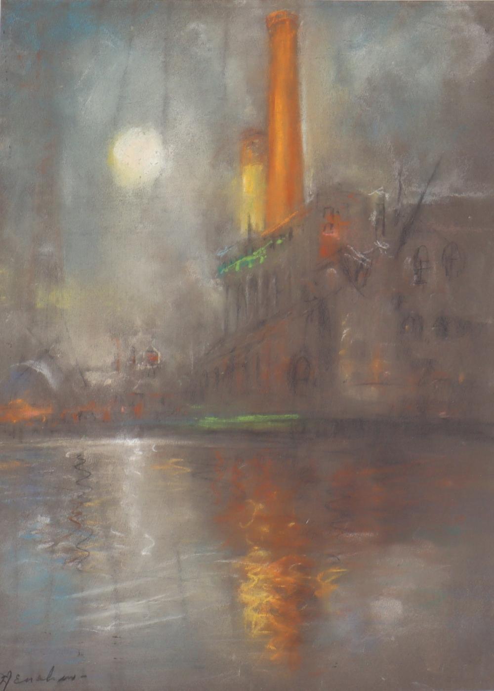 Smokestack and Moon by Henshaw