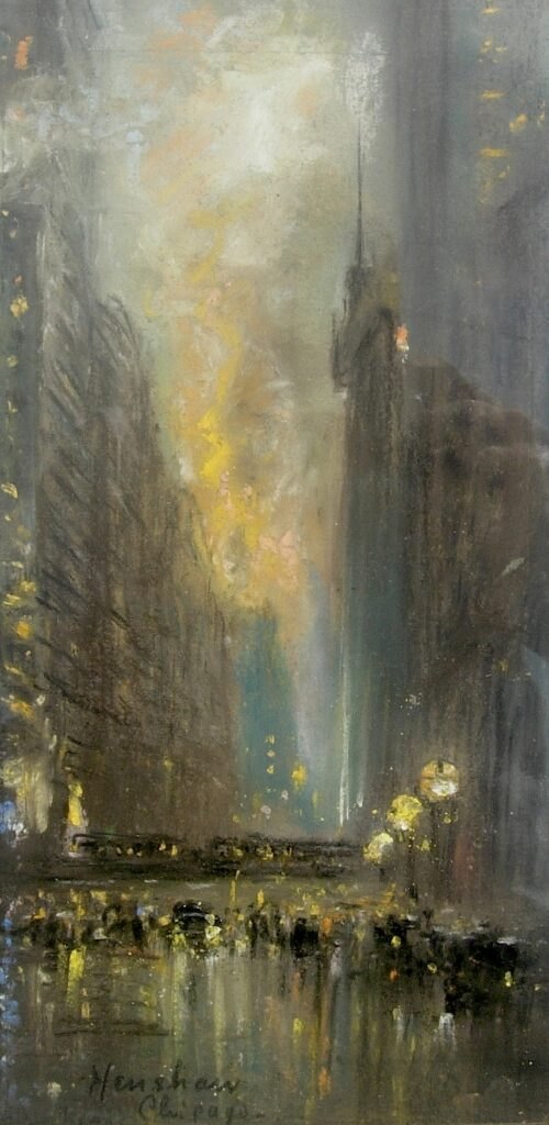 Skyscraper Canyon at Night, Chicago by Henshaw