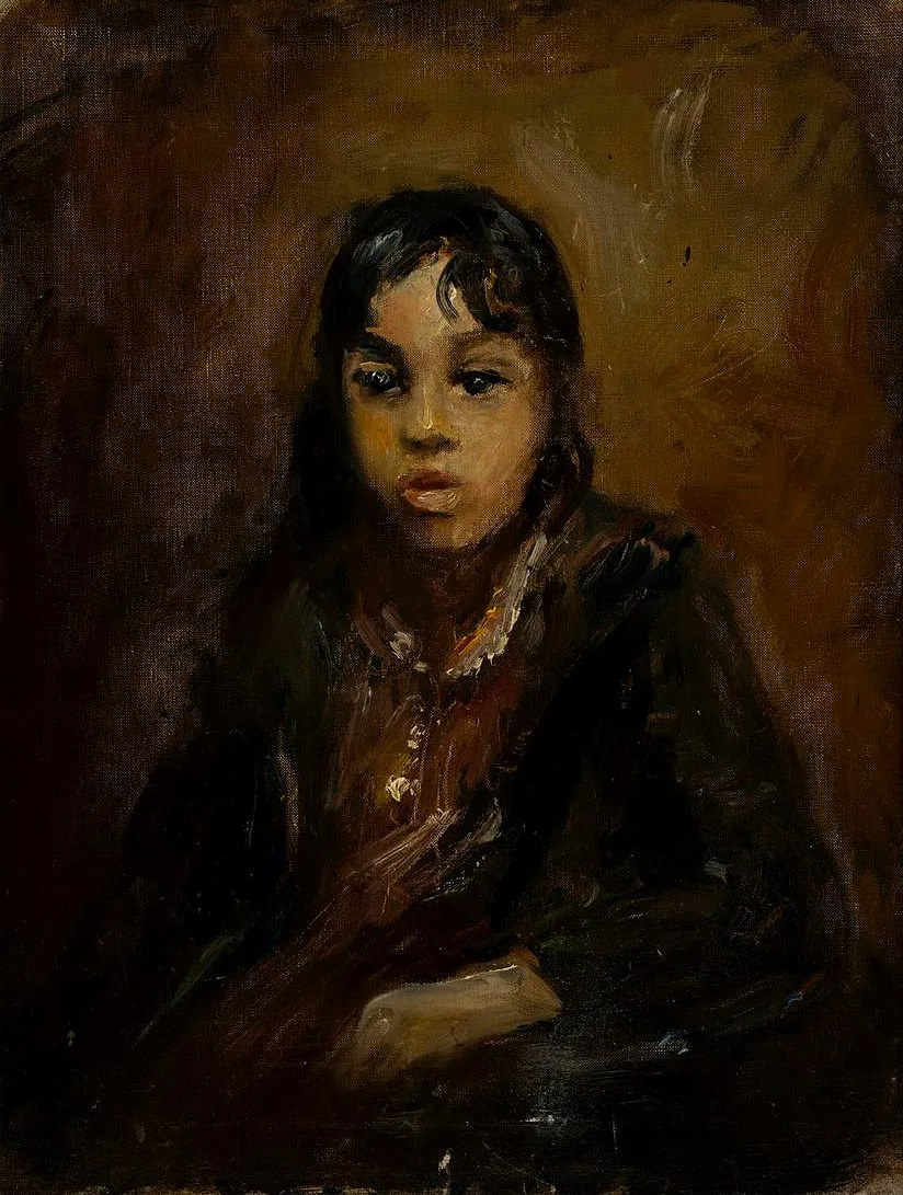 Dark-Haired Child in a Brown Coat by Henshaw