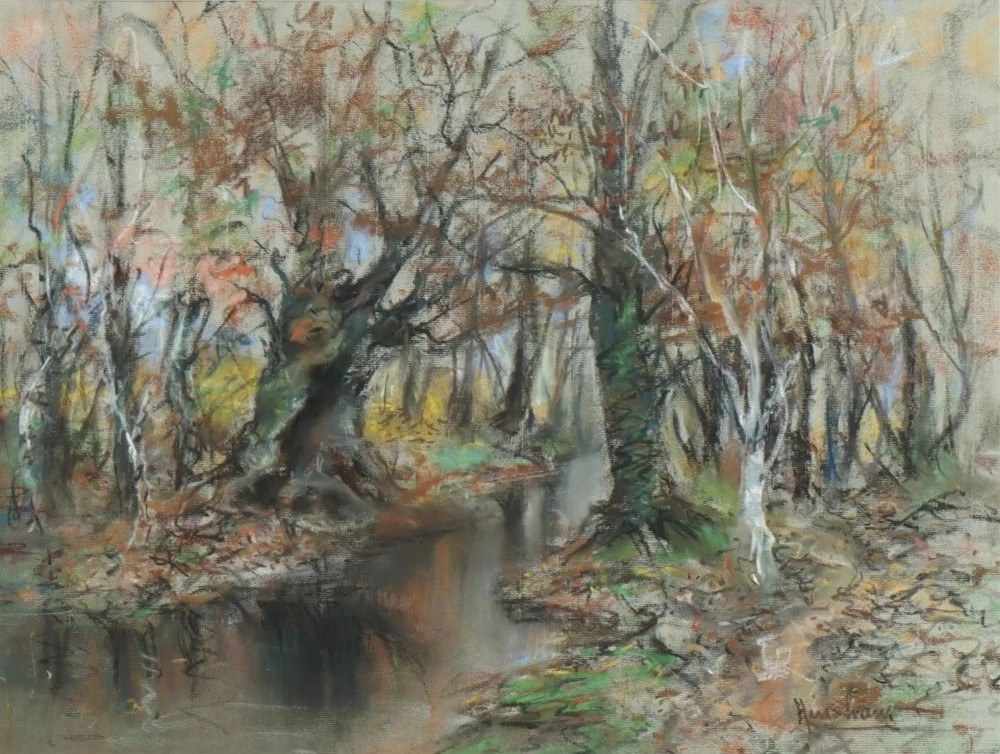 Autumn Woods by a Stream by Henshaw