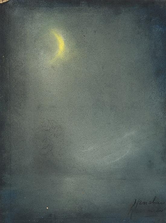 Crescent Moon in a Night Sky by Henshaw