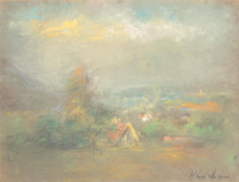 Hazy Hillside Village by Henshaw