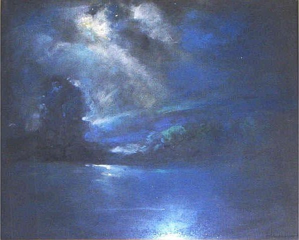 Moonlight over a Blue Lake by Henshaw