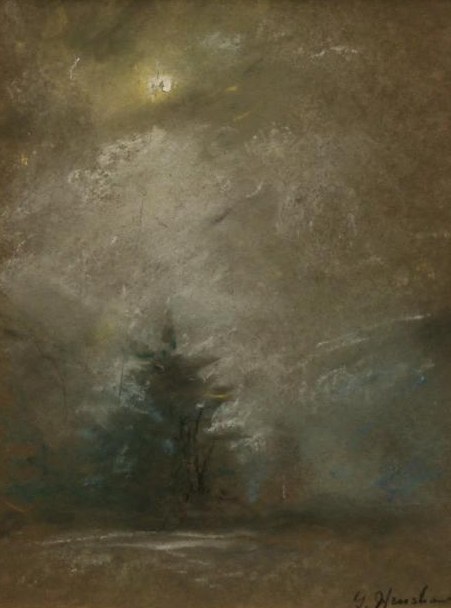 Moonlit Pine in the Mist by Henshaw