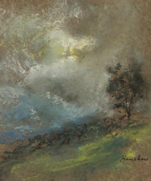Stormy Hillside with Lone Tree by Henshaw