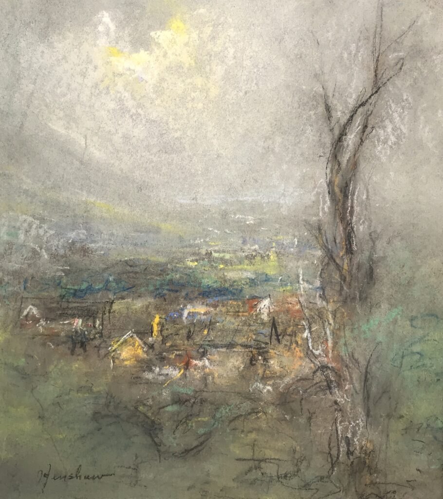 Valley View with a Bare Tree by Henshaw
