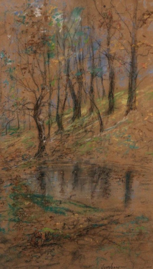 Woodland Pond on a Hillside by Henshaw