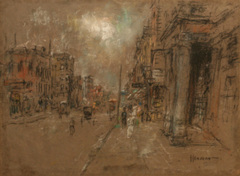 Avenue beside a Columned Portico (pastel) by Henshaw