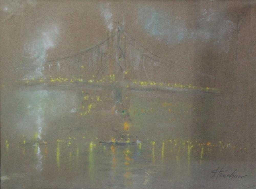 Bridge in Mist at Night by Henshaw