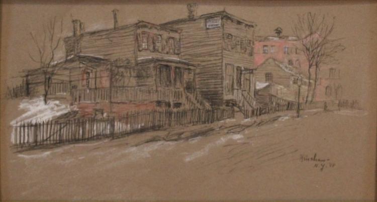 Frame Houses in Snow, New York by Henshaw