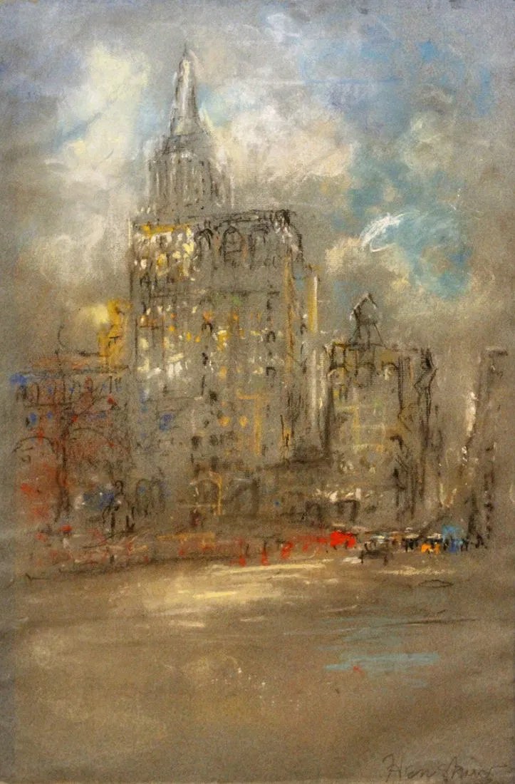 Gothic-Crowned Tower above a Square by Henshaw