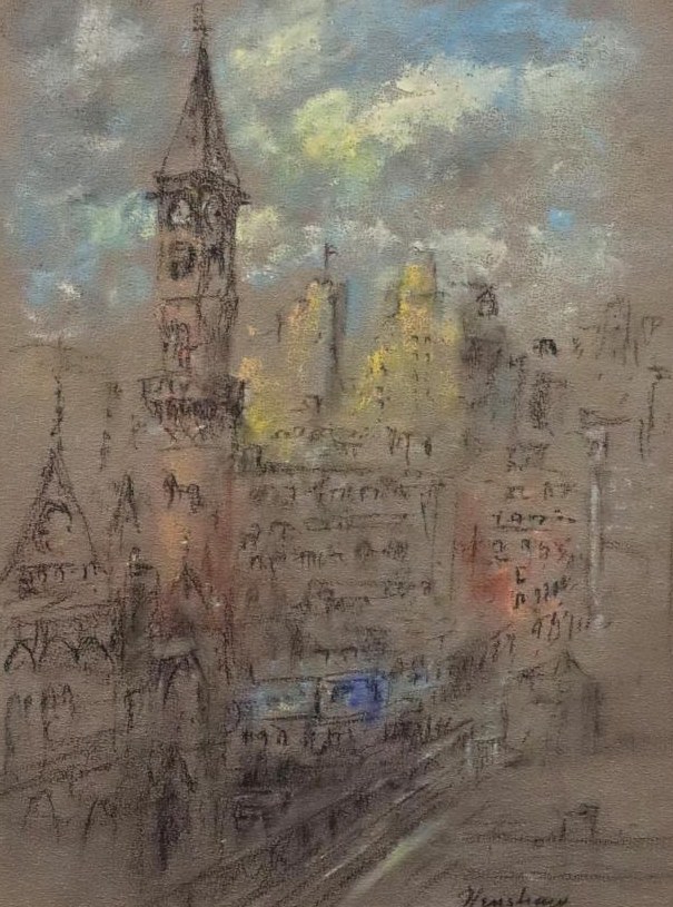 Jefferson Market Courthouse and the Sixth Avenue El by Henshaw