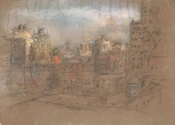 Rooftops toward the Bridge, New York by Henshaw