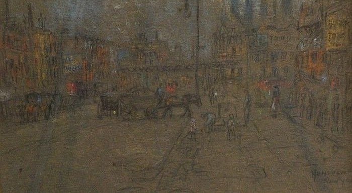 Street with Horse Carts, New York by Henshaw