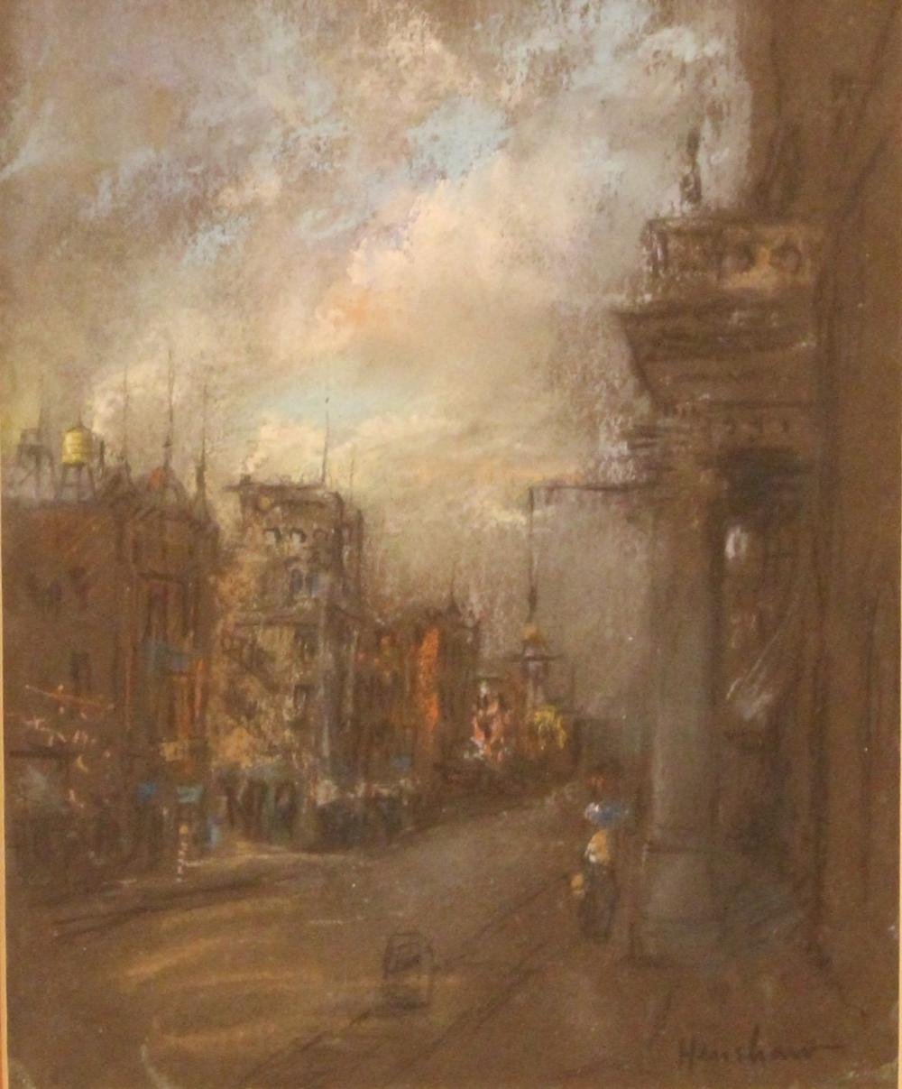 Street with Water Tower and Portico by Henshaw
