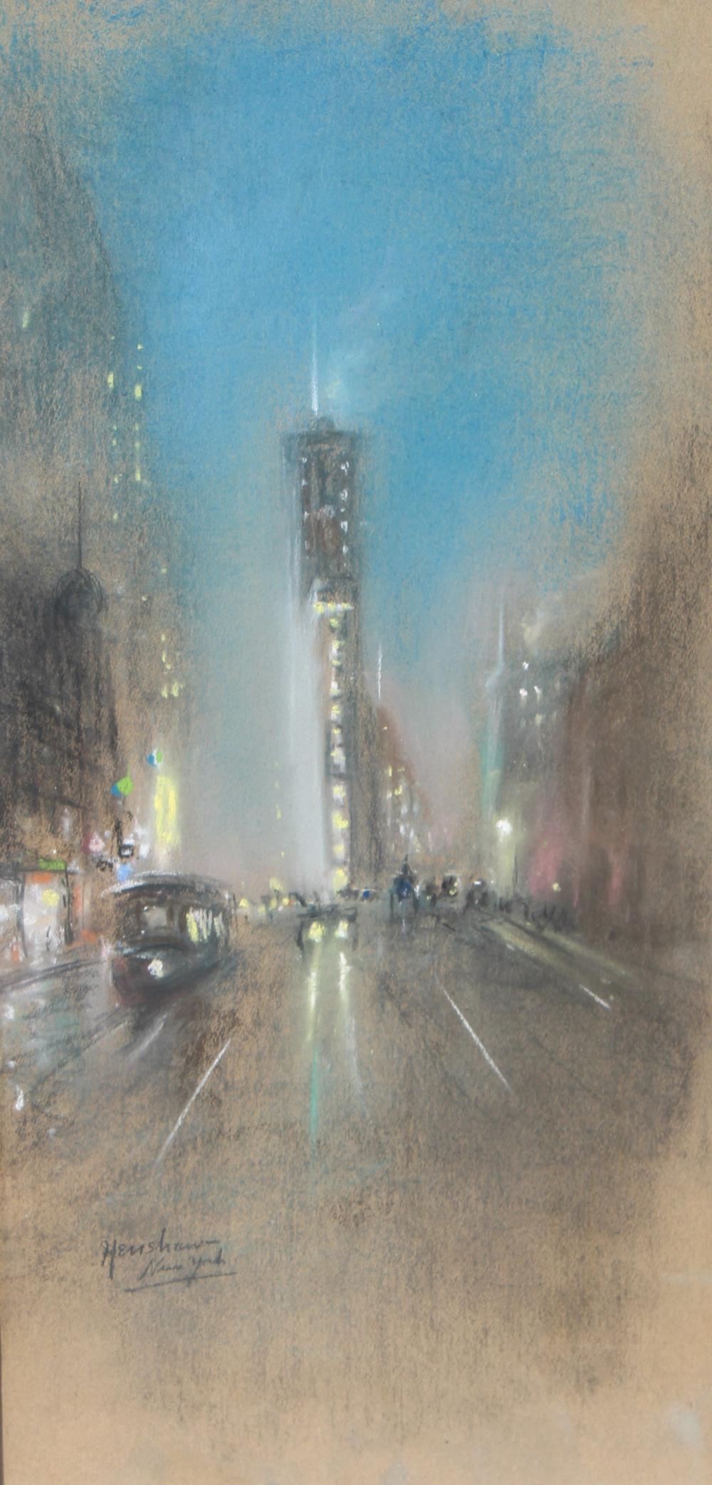 Trolley on a City Street, New York by Henshaw