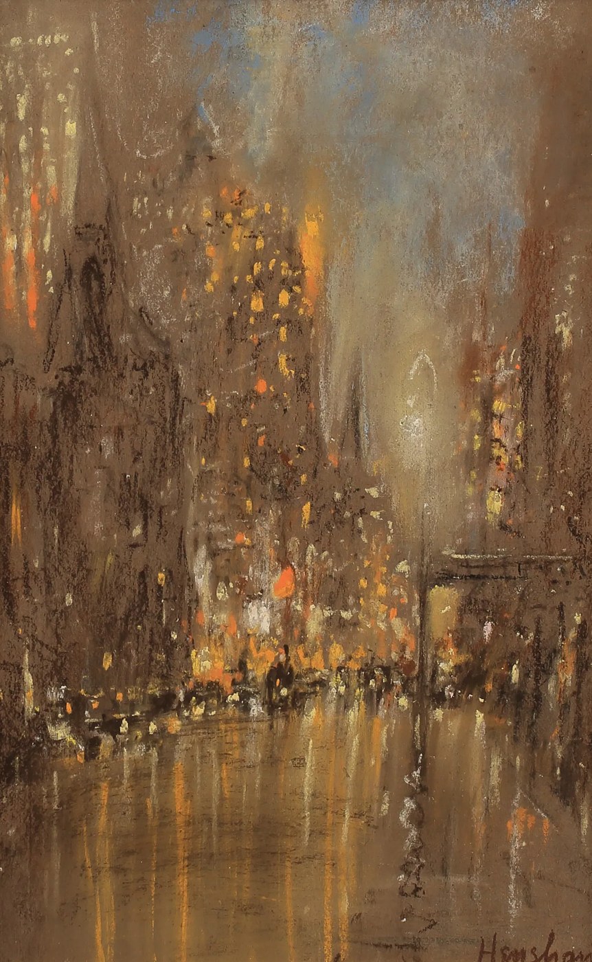 Amber Night Street in the Rain by Henshaw
