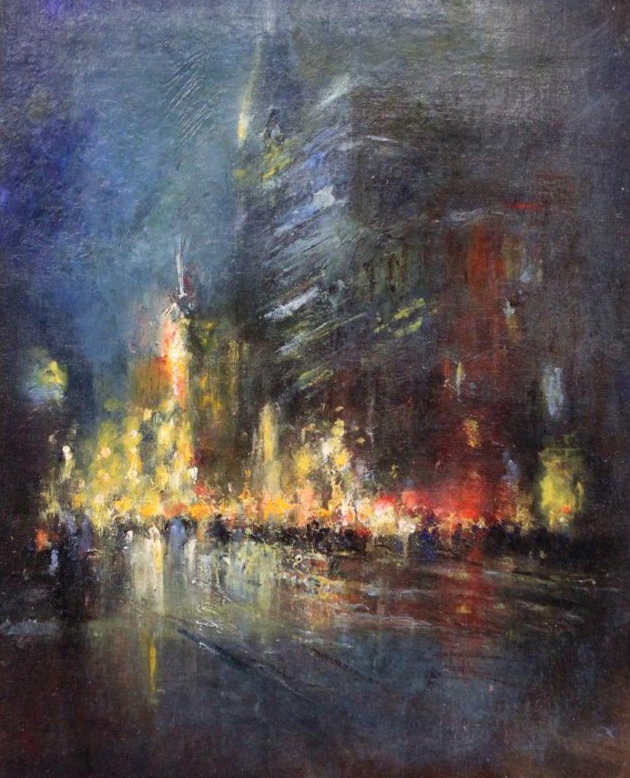 Glowing City Street at Night by Henshaw