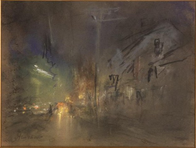 Green-Lit Street at Night by Henshaw