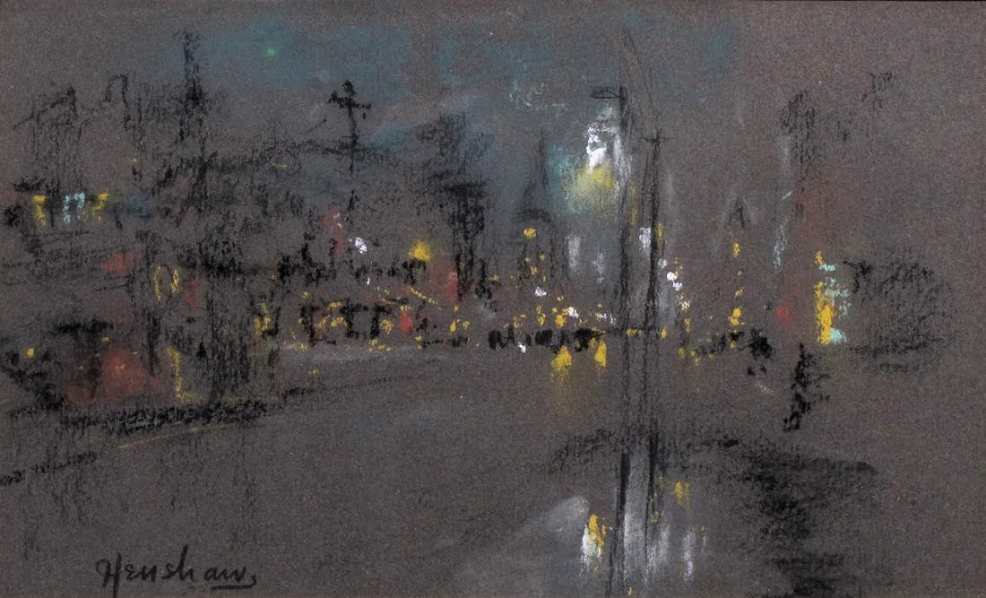 Lamplit Square at Night by Henshaw