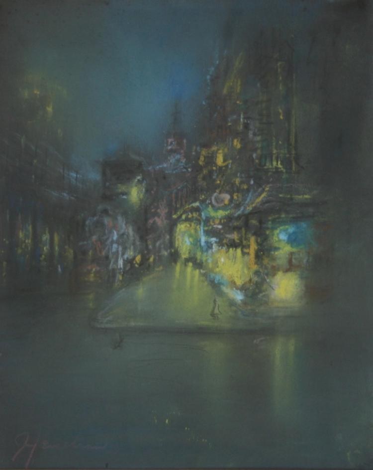 Lamplit Square on a Wet Night by Henshaw