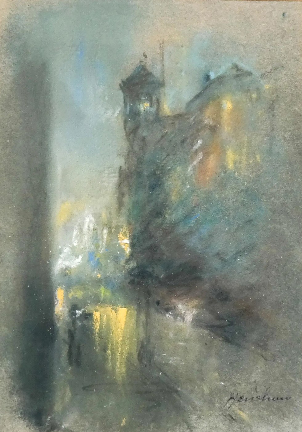 Lit Tower in the Evening Mist by Henshaw
