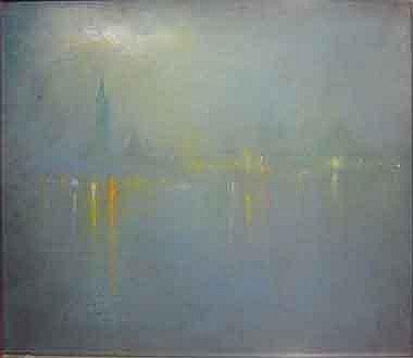 Misty Spire and Lights on the Water by Henshaw