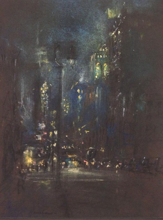 Night Street with Lamp Post by Henshaw