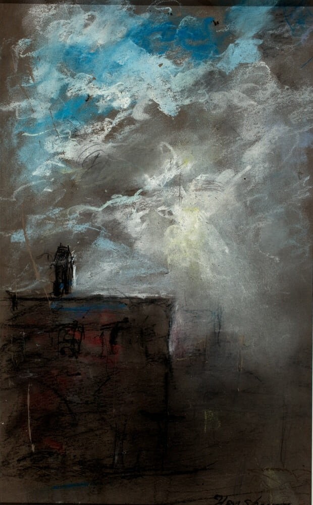Rooftop beneath a Moonlit Sky by Henshaw