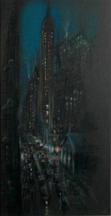 Skyscrapers above a Crowded Avenue by Henshaw