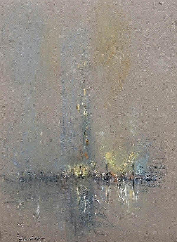 Tower in the Night Fog by Henshaw