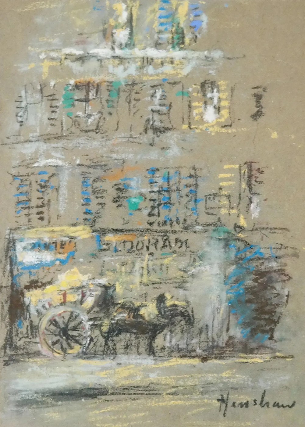 Horse Cart outside the Eldorado by Henshaw