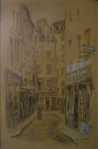 Narrow Street with Shopfronts, Paris by Henshaw