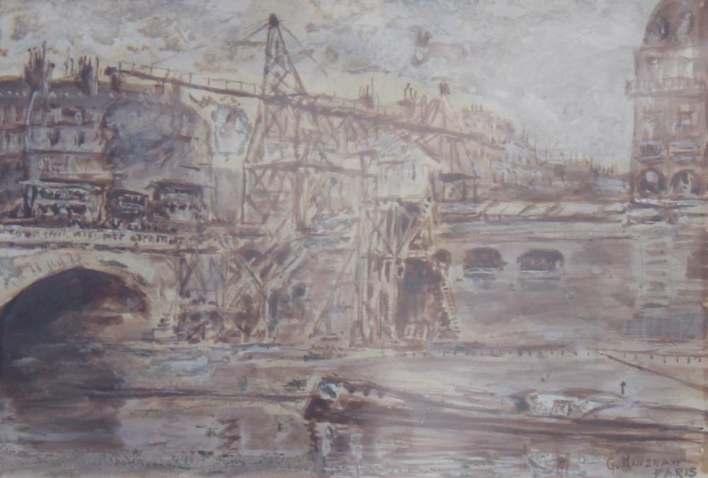 Scaffolded Bridge on the Seine by Henshaw