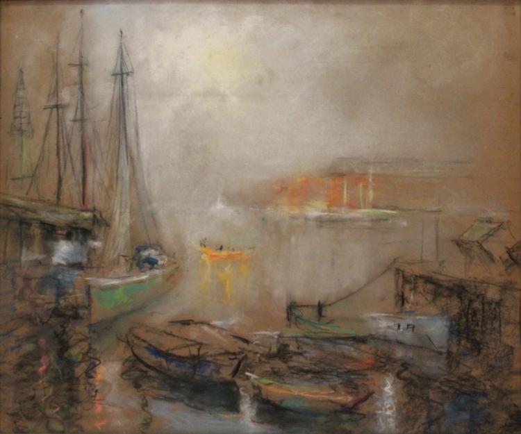 Harbor Fog with Rowboats by Henshaw