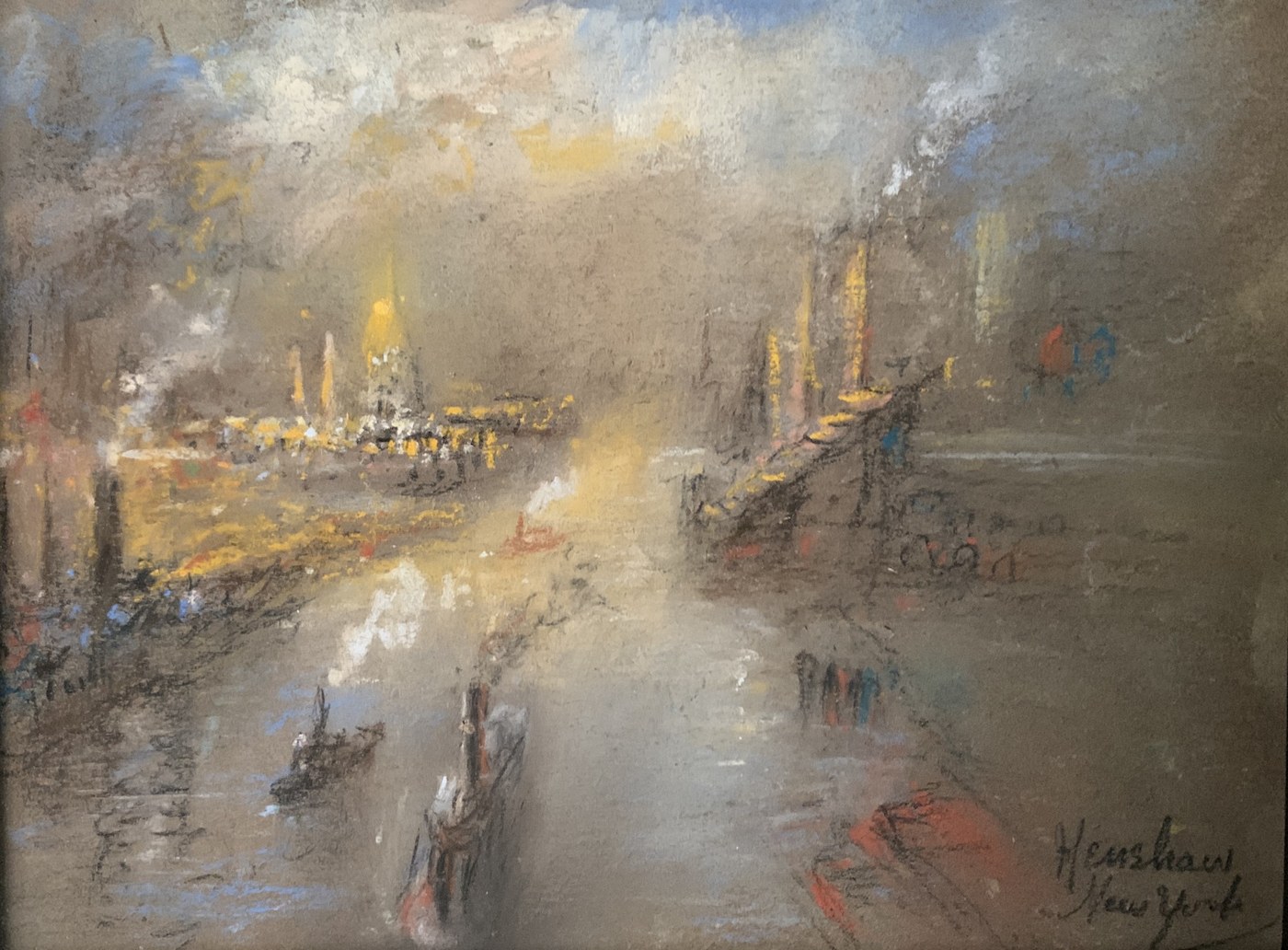 Harbor with Steamers, New York by Henshaw