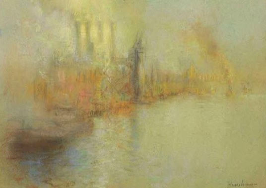 Hazy Waterfront in Gold by Henshaw