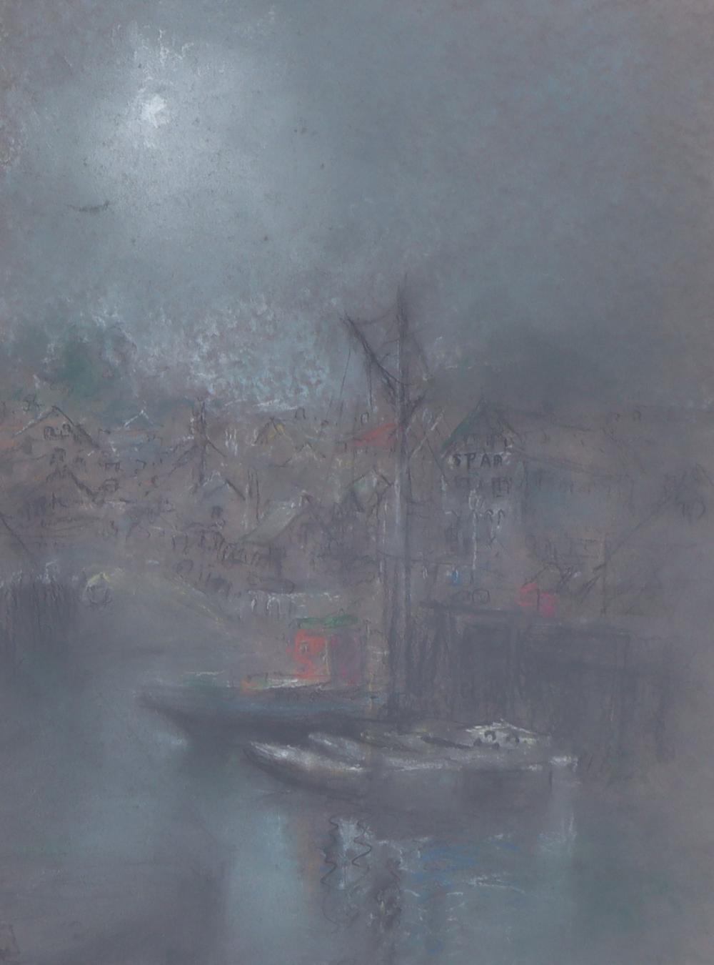 Moonlit Harbor with Boats by Henshaw