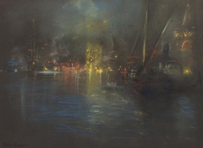 Night Harbor with Sails by Henshaw